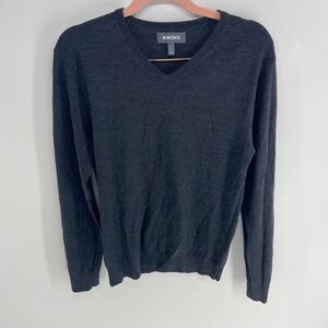 Bonobos slate gray v neck long sleeve knit merino wool sweater men’s small
